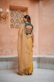 Golden Glow (Printed Organza Saree)