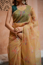 Golden Glow (Printed Organza Saree)