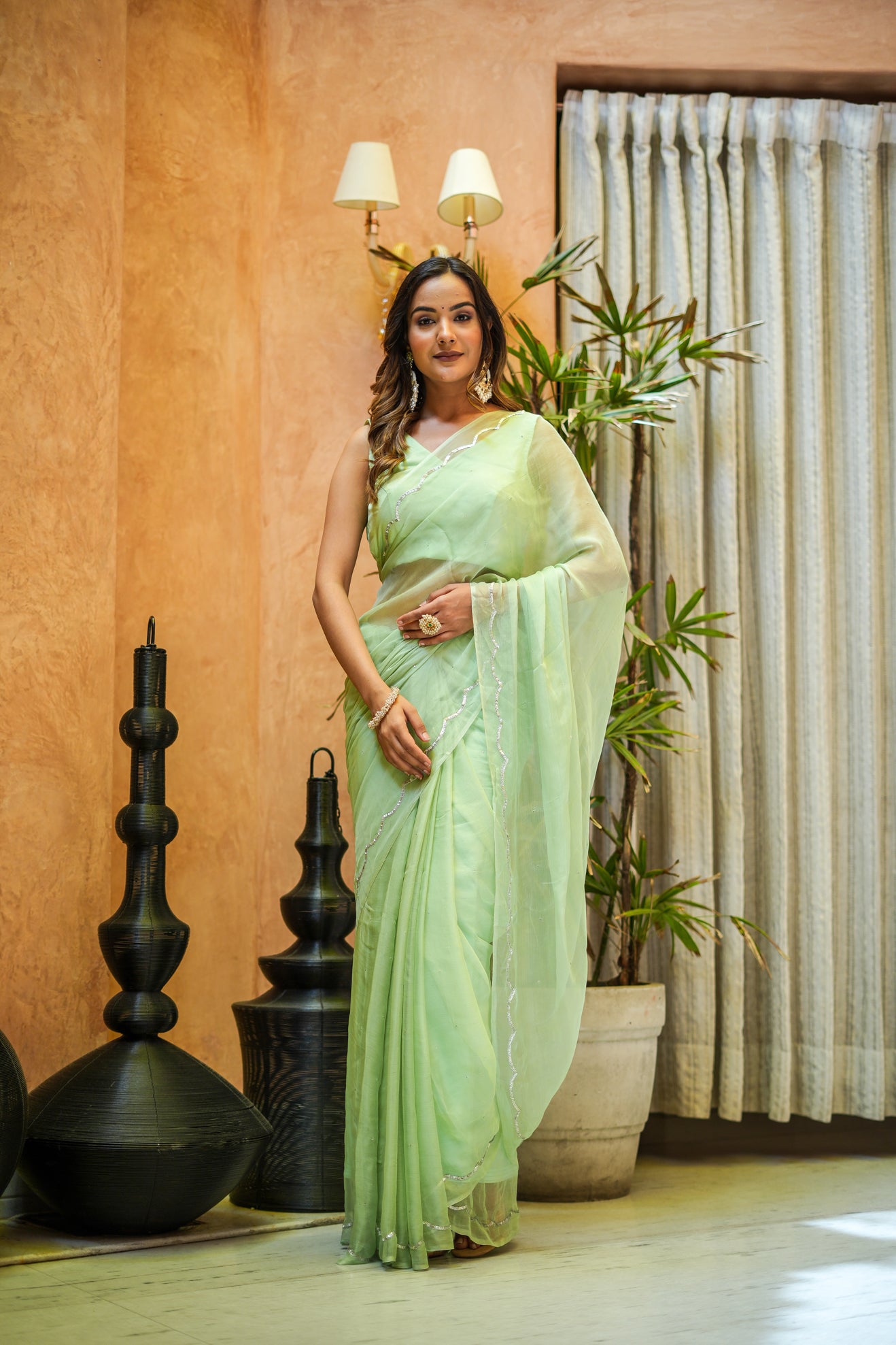 Spring Chiffon (Hand Embroidered Chiffon Saree)