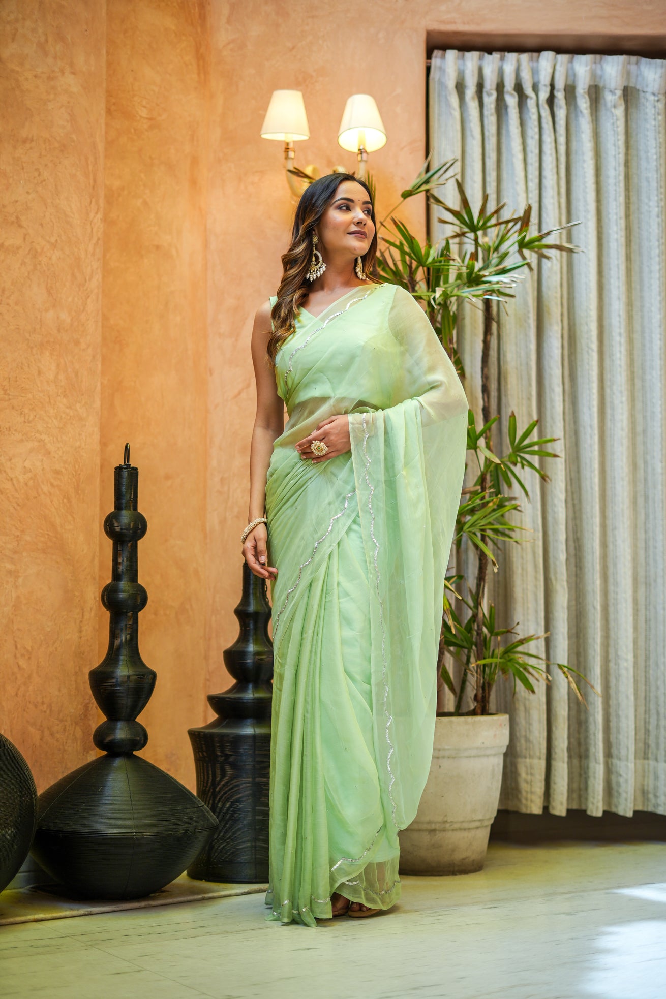 Spring Chiffon (Hand Embroidered Chiffon Saree)