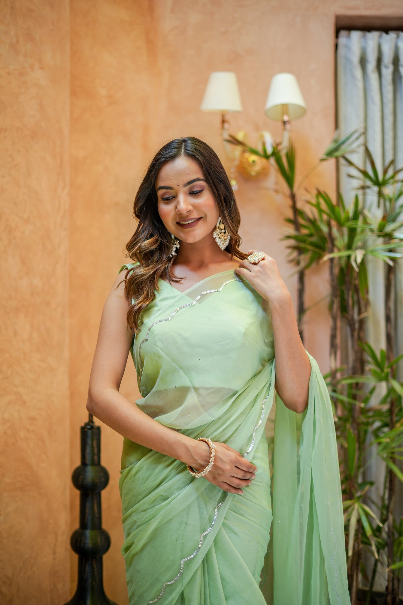 Spring Chiffon (Hand Embroidered Chiffon Saree)