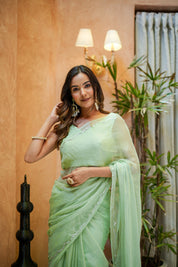 Spring Chiffon (Hand Embroidered Chiffon Saree)