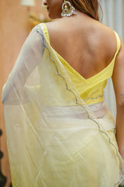 Sunshine Grace (Yellow Ombre Chiffon Embroidered Saree)