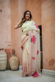 Graceful Tints (Handpainted Organza Saree)