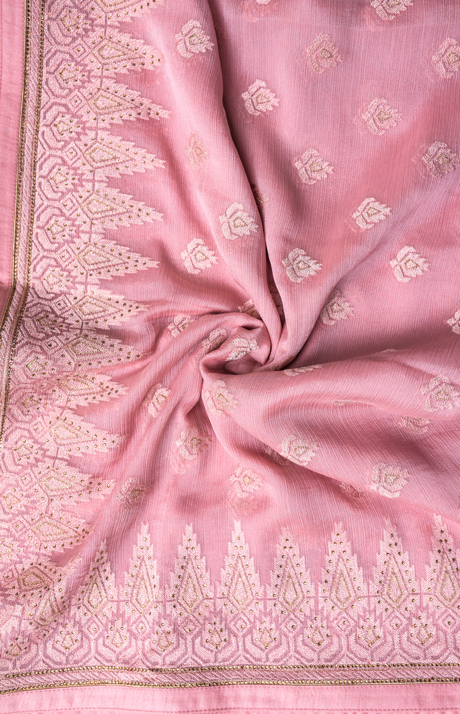 Pink Dupatta with thread and Sequins work