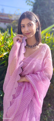 Lilac Lullaby (Thread and sequins work Organza Saree)