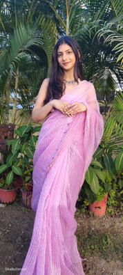 Lilac Lullaby (Thread and sequins work Organza Saree)
