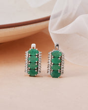 Emerald 92.5 Silver Earrings