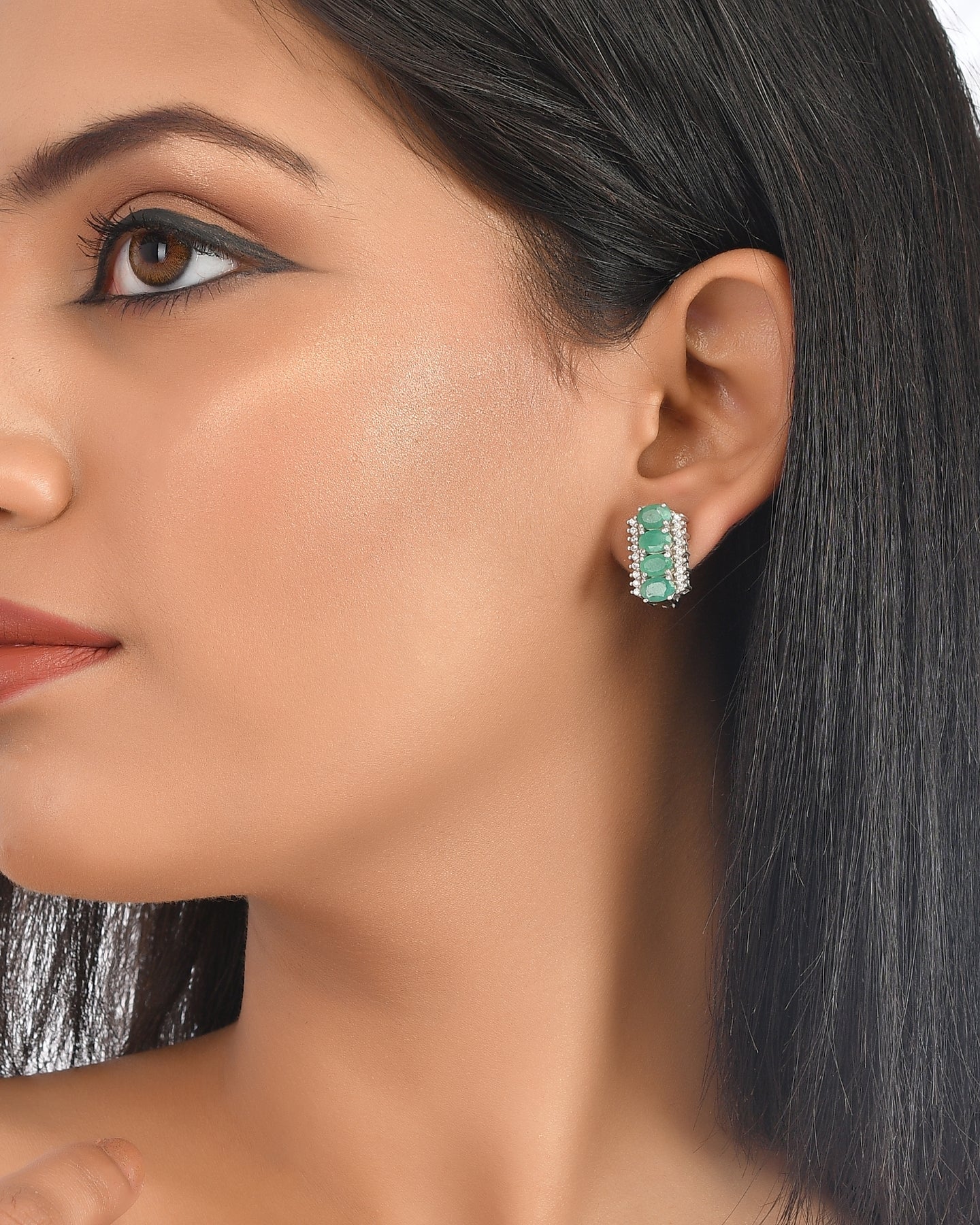 Emerald 92.5 Silver Earrings