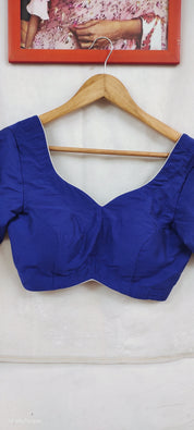 Solid Blue Blouse with piping