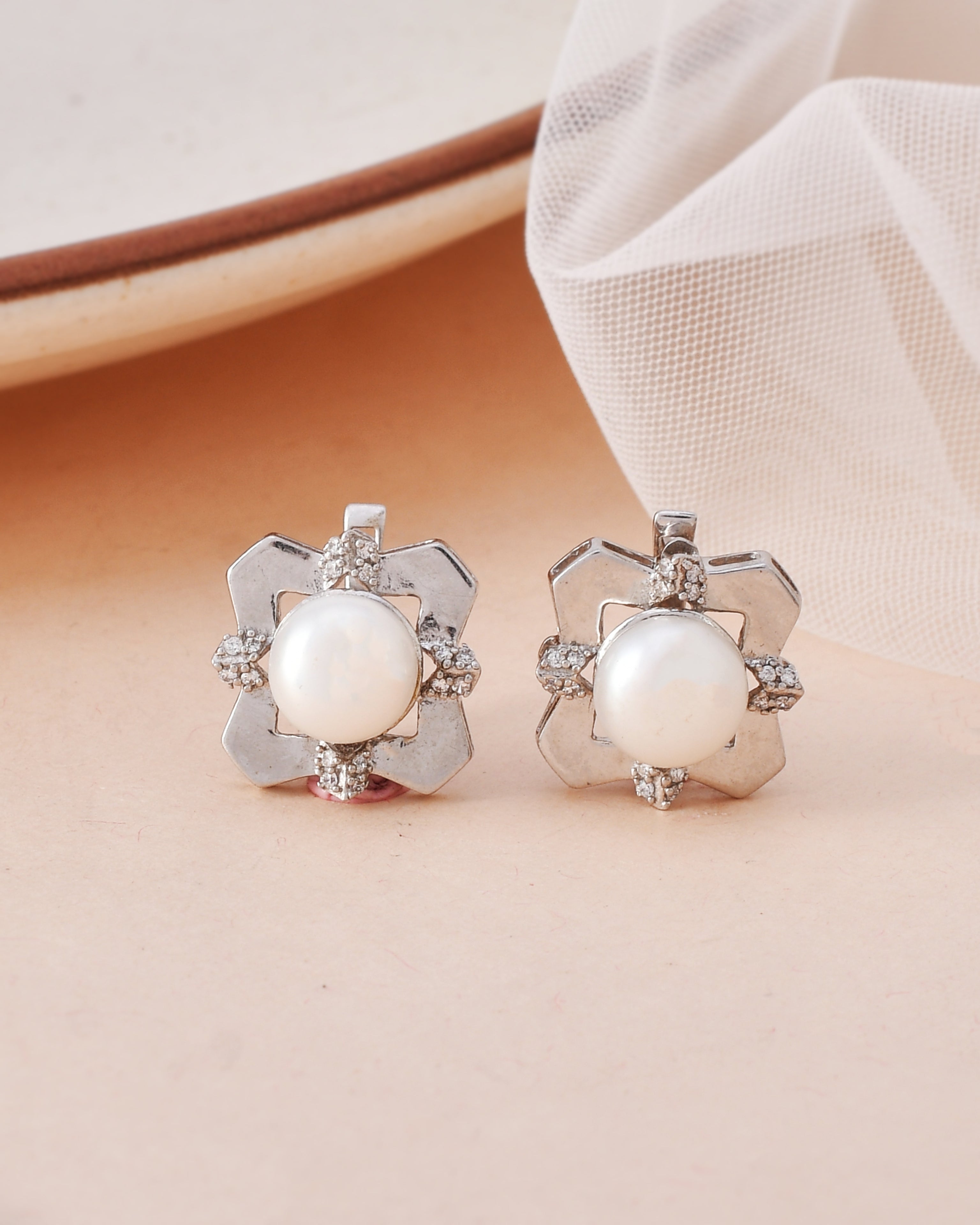 Pearl Studs in 92.5 Silver