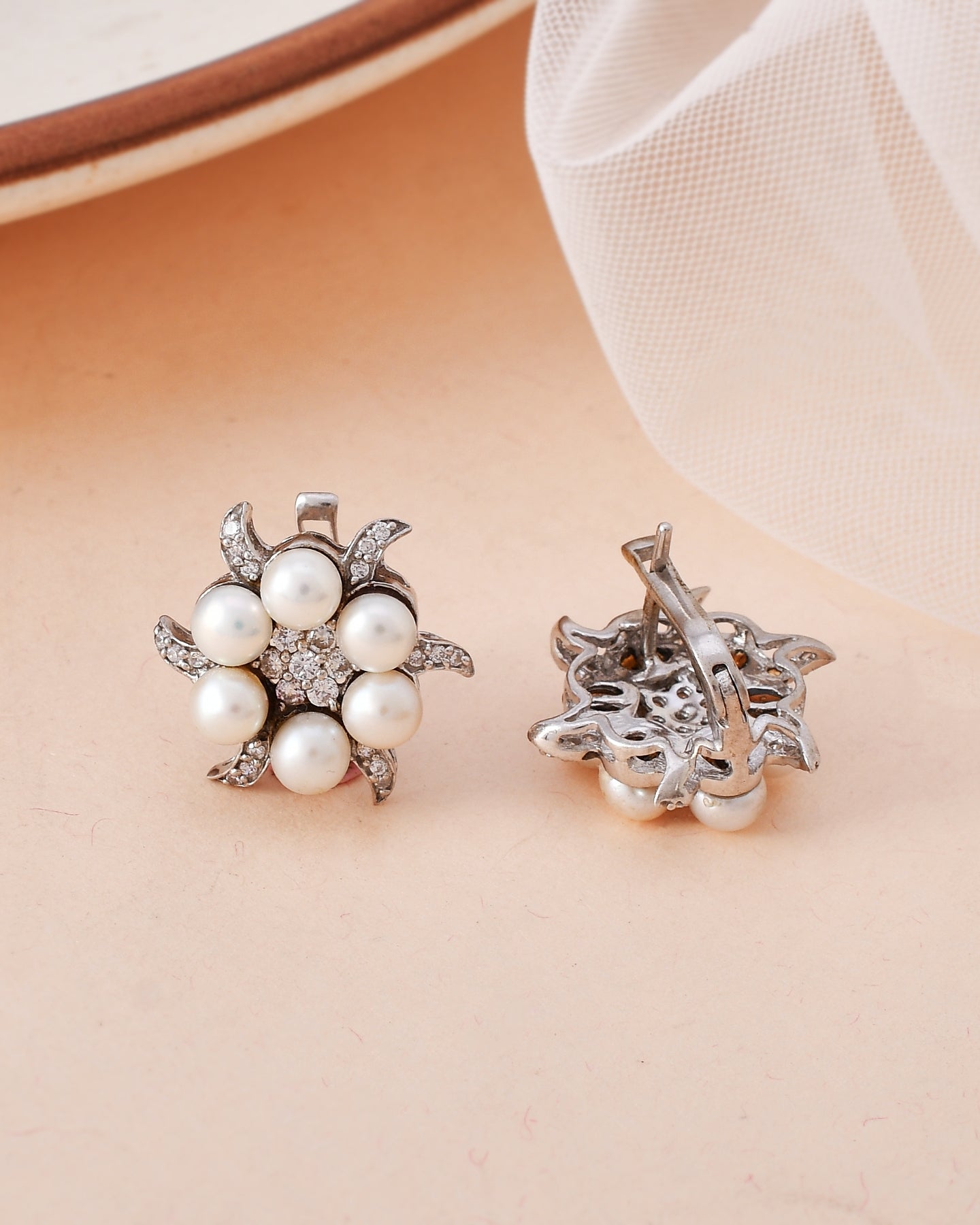92.5 Silver Pearl Earrings