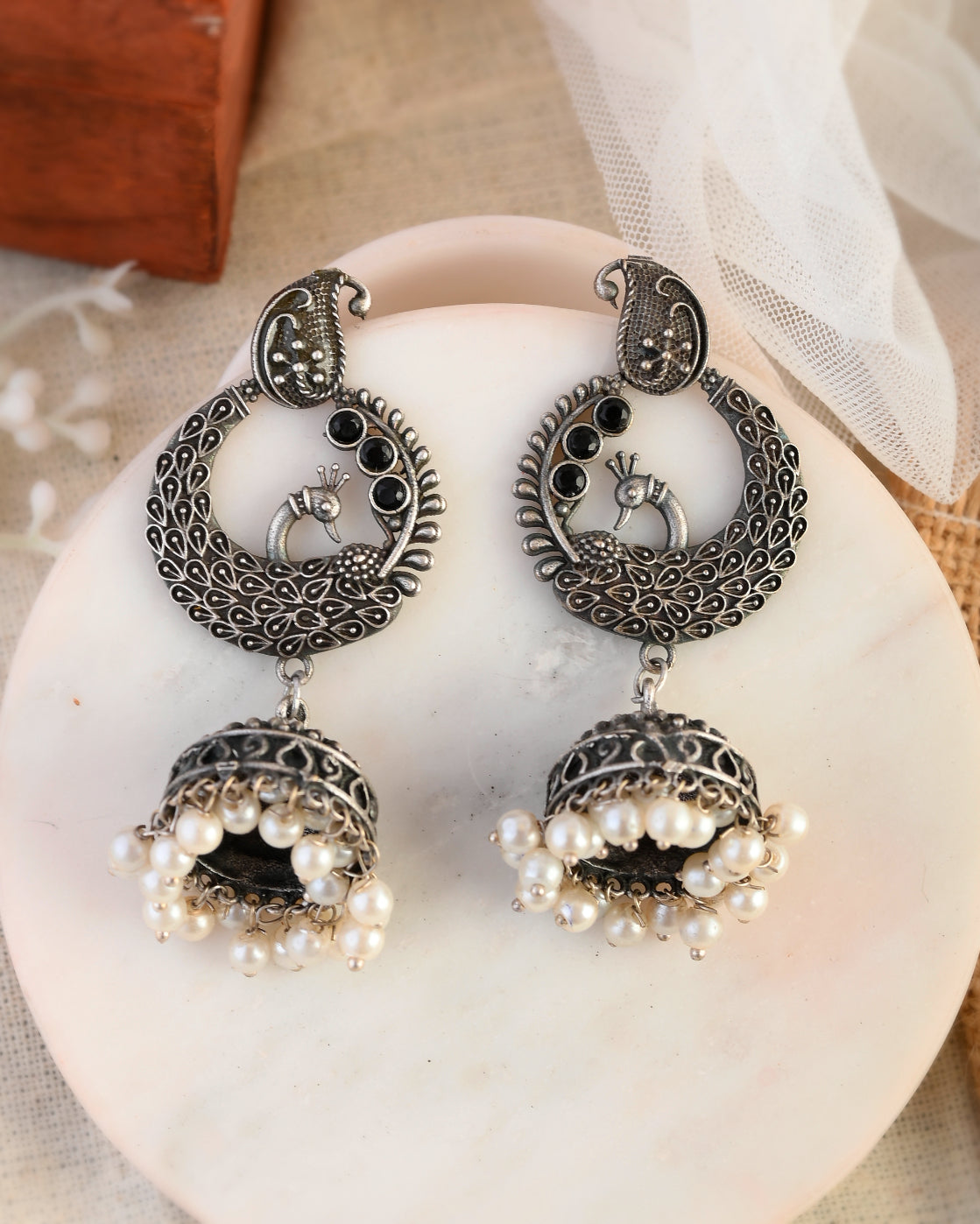 Silver Oxidized Earrings