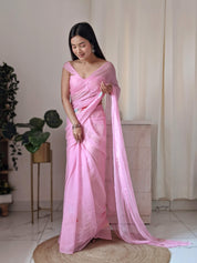 Pinky Promise (Sequins work Pink Chiffon Saree)