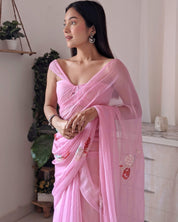 Pink Promise (Sequins work Pink Chiffon Saree)